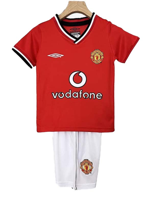 Manchester united home kids kit children retro jersey 2000-2002